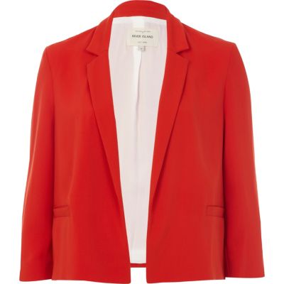 Red 3/4 sleeve boxy blazer