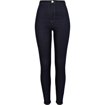 Dark wash denim tube pants