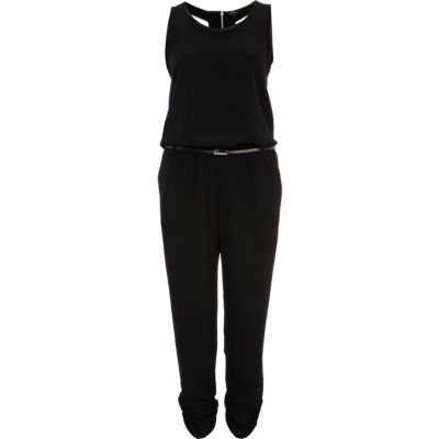 Black racer back smart jumpsuit