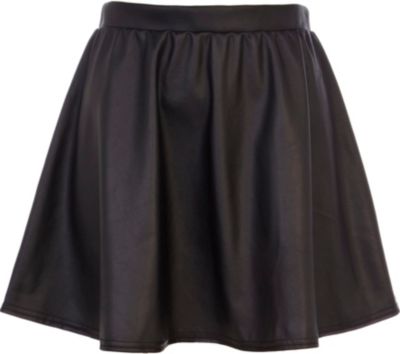 Black wet look skater skirt