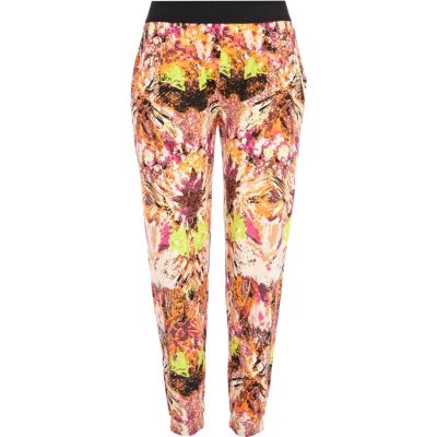 Orange geometric print jogger trousers