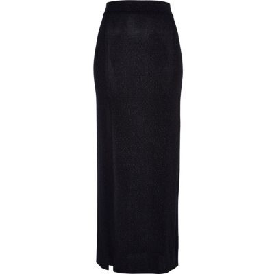 Coral belted side split maxi skirt