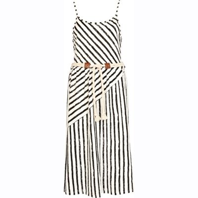 Black stripe rope belt cami dress 