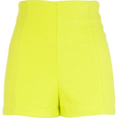 Lime textured high waisted city shorts
