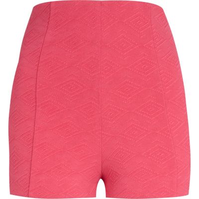 Hot pink textured high waisted city shorts