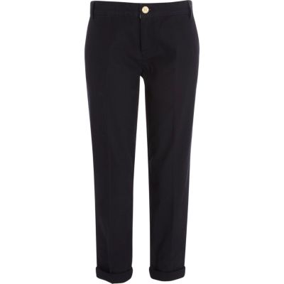 Navy blue turn up chinos