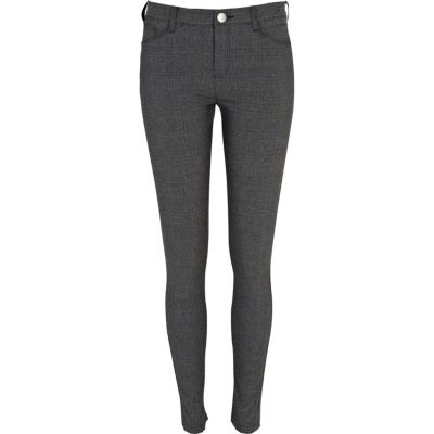 Dark grey check skinny trousers 