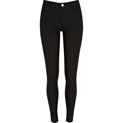 Black polka dot skinny trousers 