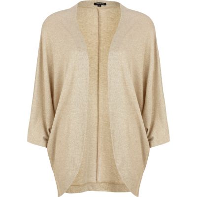 Gold lurex ribbed kimono cardigan