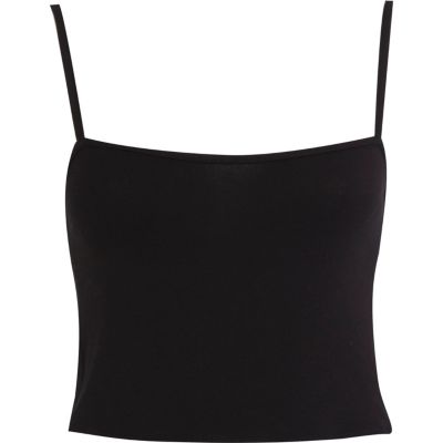 Black rib cropped vest 