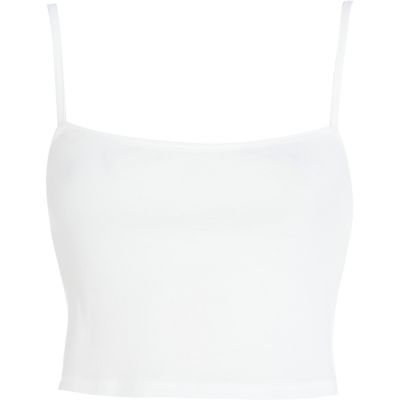 White rib cropped vest 