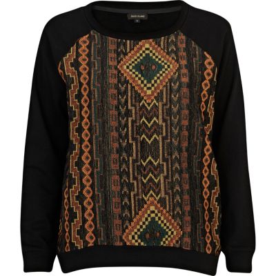 Black aztec embellished sweatshirt 