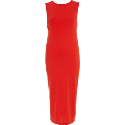 Red cut out back midi dress