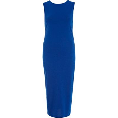 Blue cut out back midi dress