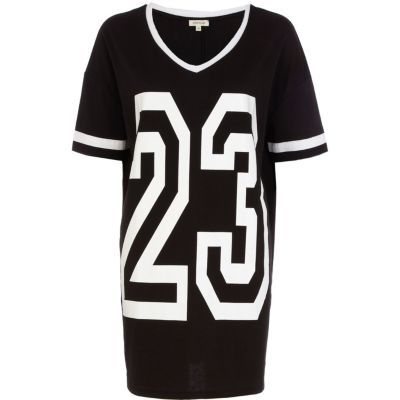 Black 23 print varsity t-shirt dress