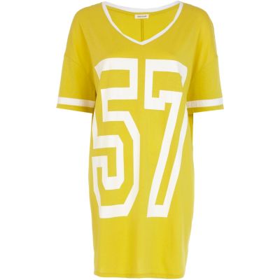 Lime 57 print varsity t-shirt dress 
