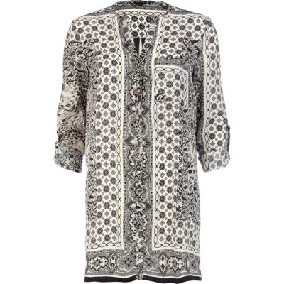 Black and white scarf print shirt dress 