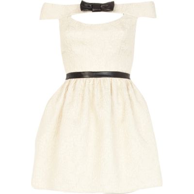 Cream jacquard Lashes of London dress