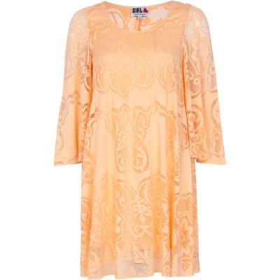 Orange Chelsea Girl angel sleeve dress