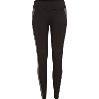 Black quilted side panel leggings