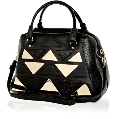 Black triangle applique metal plate holdall