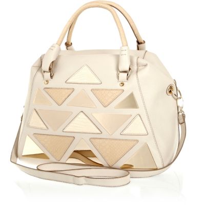 Cream triangle applique metal plate holdall