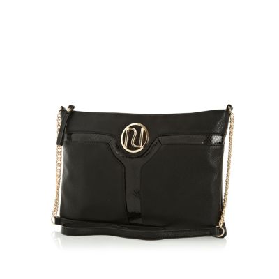 Black cut out panel cross body bag