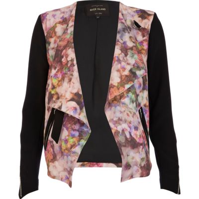 Pink floral buckled waterfall jacket