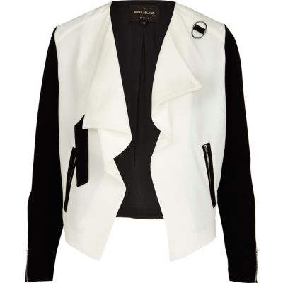 Black and white waterfall biker jacket