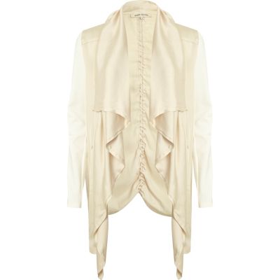 Cream lightweight waterfall biker jacket 
