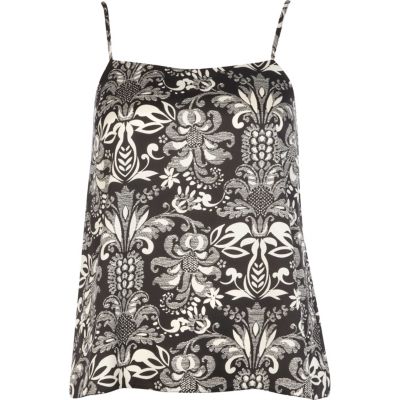 Black and white deco print cami top
