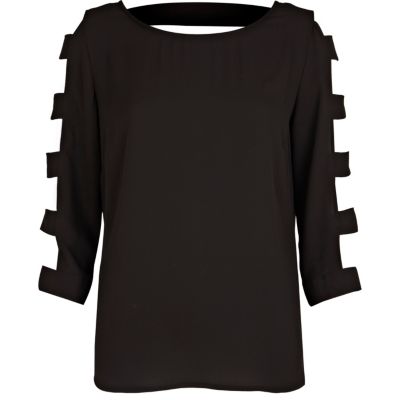Black cut out sleeve top