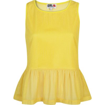 Yellow Chelsea Girl sleeveless peplum top