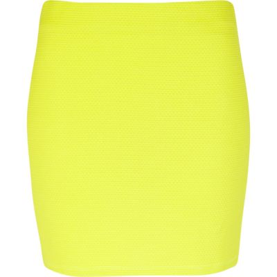 Yellow textured mini tube skirt