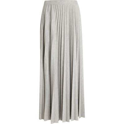 Grey marl pleated maxi skirt