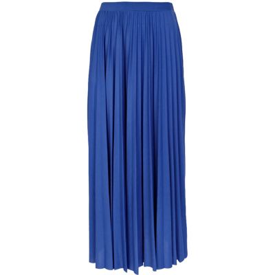Bright blue pleated maxi skirt