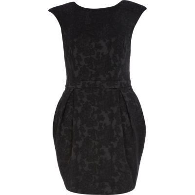 Black jacquard cocoon dress 