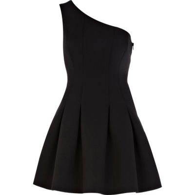 Black one shoulder scuba dress