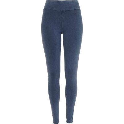 Blue acid wash leggings