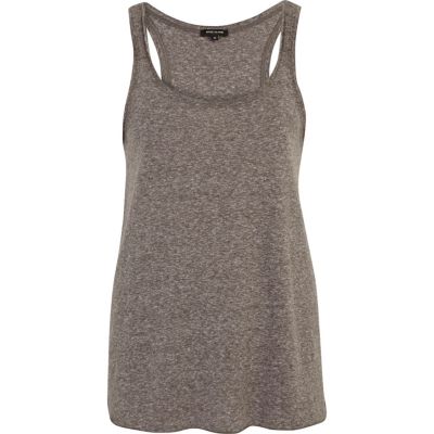Grey marl skinny strap racer back vest