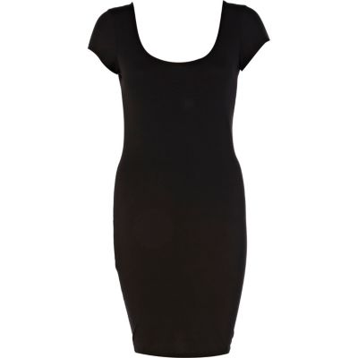 Black backless cap sleeve ballerina dress