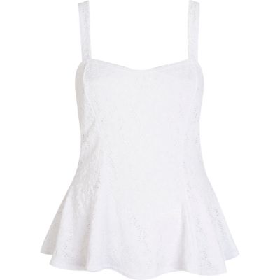 White lace cami peplum top