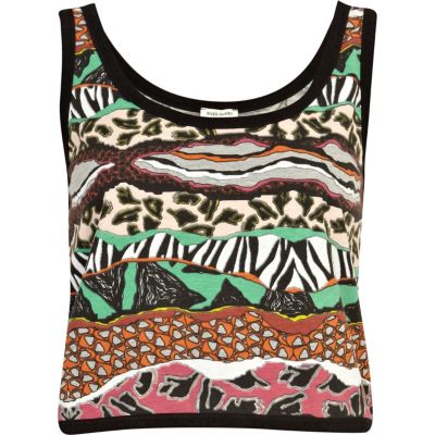 Pink tribal print crop top