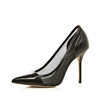 Black optic mesh court shoes