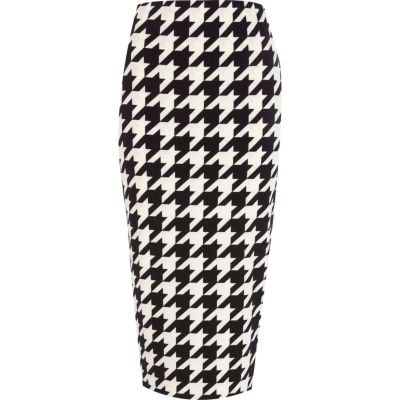 Black and white dogtooth pencil skirt 