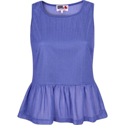 Blue Chelsea Girl sleeveless peplum top 