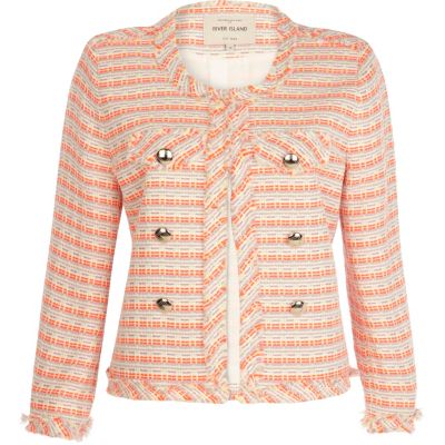 Pink and orange tweed jacket 