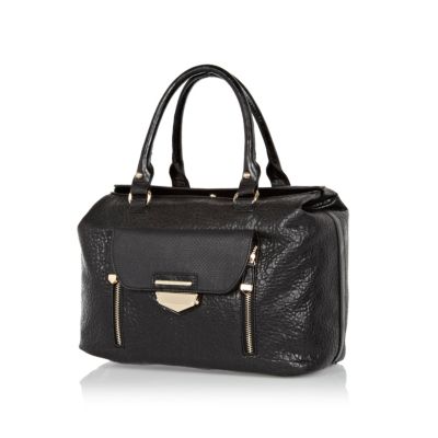 Black tumbled leather handbag