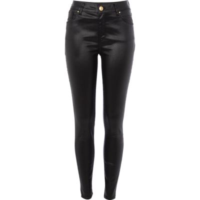 Black wet look Lana superskinny jeans