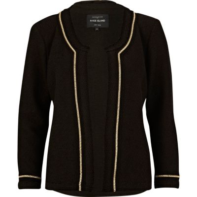 Black textured chain trimmed jacket